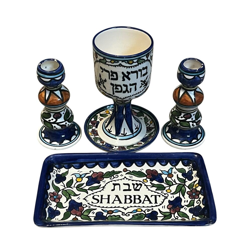 Handpainted Ceramic Havdalah Set Shabbat